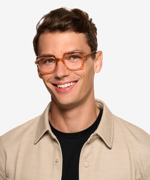 Walnut Crystal Orange Eco-friendlyEyeglass Frames for Men from EyeBuyDirect