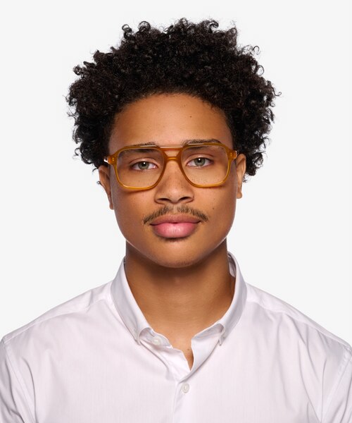 Clay Crystal Yellow AcétateMontures de lunettes de vue pour Hommes d'EyeBuyDirect