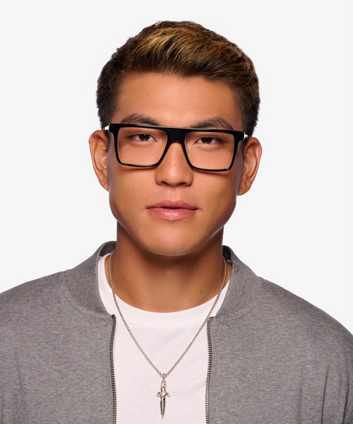 Motus Shiny Black AcetateEyeglass Frames for Men from EyeBuyDirect