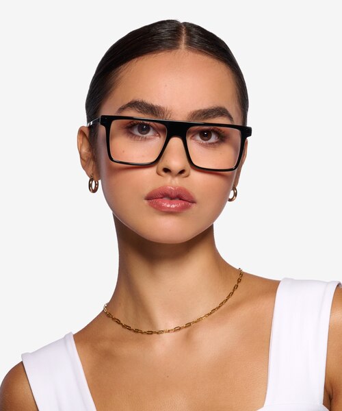 Motus Shiny Black AcetateEyeglass Frames for Women from EyeBuyDirect