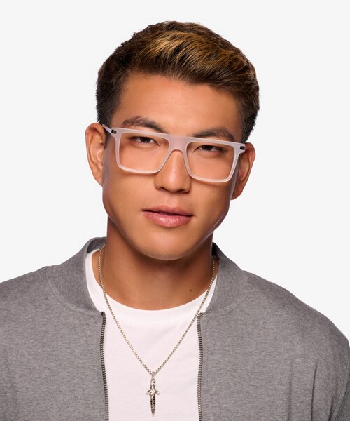 Motus Frosted Clear AcetateEyeglass Frames for Men from EyeBuyDirect