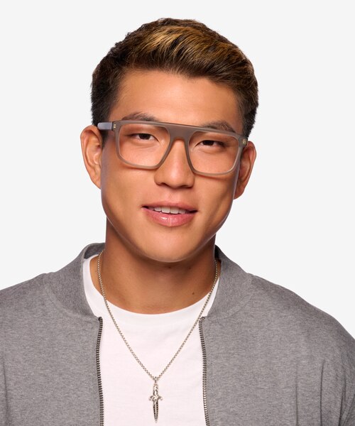Tempus Frosted Gray AcetateEyeglass Frames for Men from EyeBuyDirect