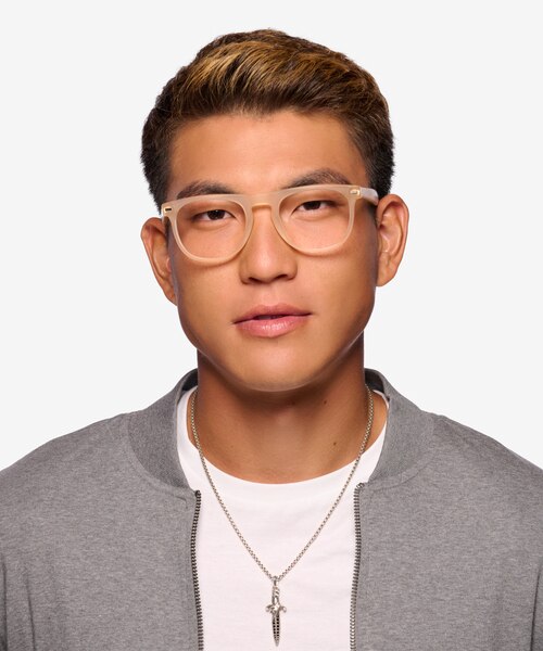 Chrono Matte Crystal Melon AcetateEyeglass Frames for Men from EyeBuyDirect