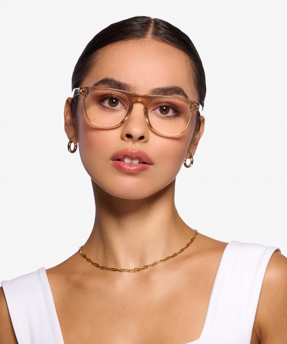 Chrono Round Crystal Nude Glasses for Women | Eyebuydirect
