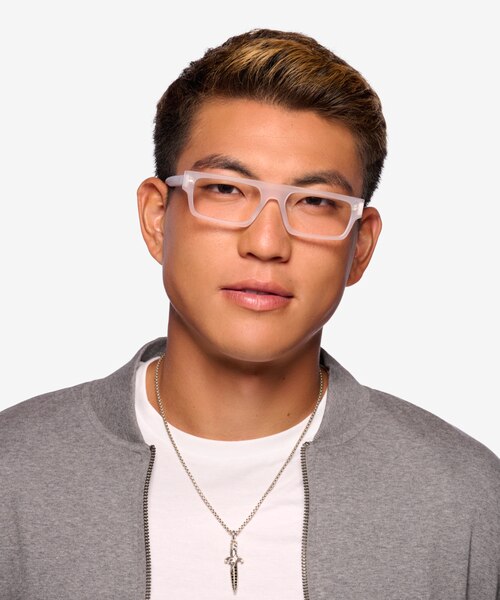 Mox Frosted Clear AcetateEyeglass Frames for Men from EyeBuyDirect
