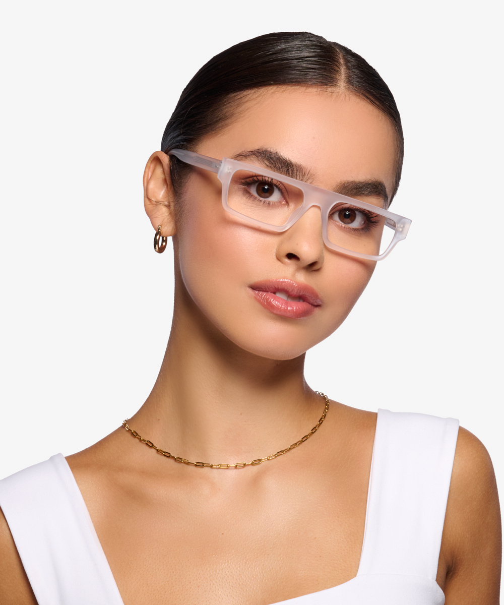Mox Rectangle Frosted Clear Full Rim Eyeglasses Eyebuydirect