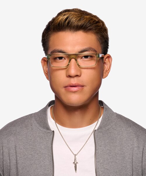 Mox Crystal Olive Green AcetateEyeglass Frames for Men from EyeBuyDirect