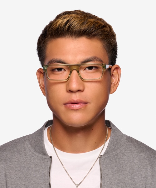 Mox Crystal Olive Green AcetateEyeglass Frames for Men from EyeBuyDirect