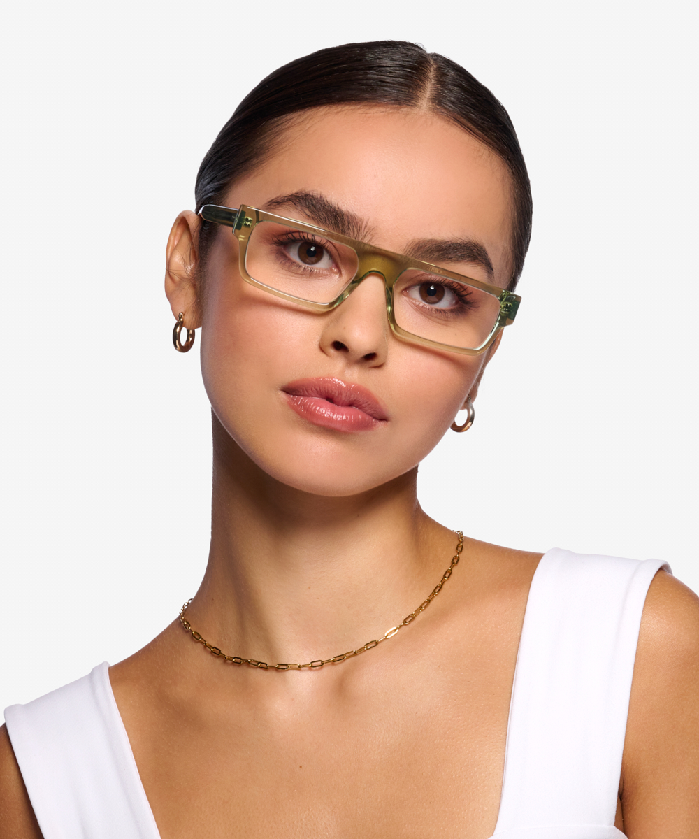 Mox Rectangle Crystal Olive Green Full Rim Eyeglasses Eyebuydirect