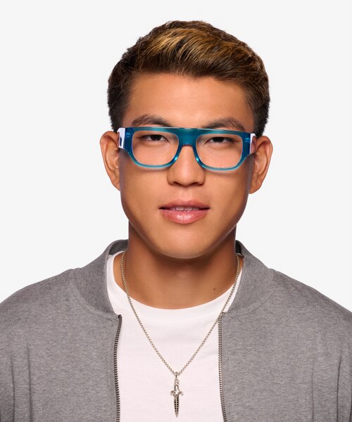 Vision Crystal Blue AcetateEyeglass Frames for Men from EyeBuyDirect