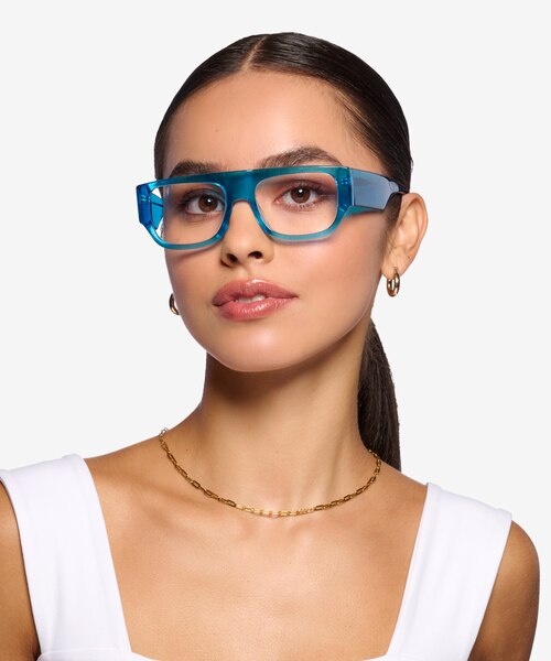 Vision Crystal Blue AcetateEyeglass Frames for Women from EyeBuyDirect