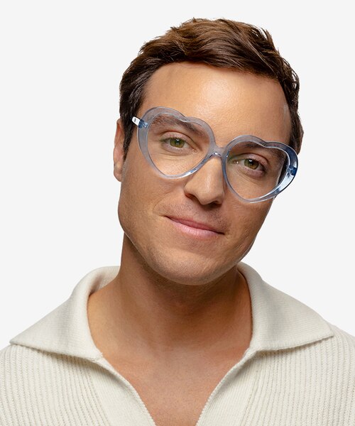 Suki Crystal Blue AcetateEyeglass Frames for Men from EyeBuyDirect