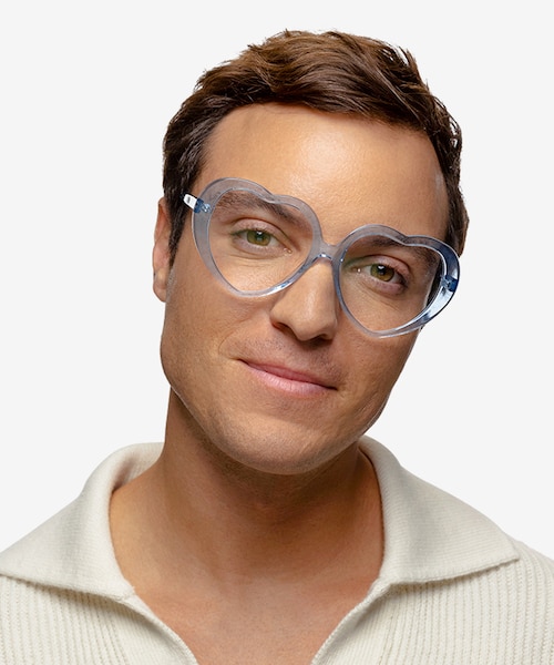 Suki Crystal Blue AcetateEyeglass Frames for Men from EyeBuyDirect
