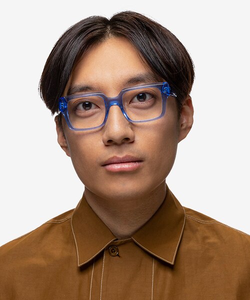 Mason Crystal Blue AcetateEyeglass Frames for Men from EyeBuyDirect