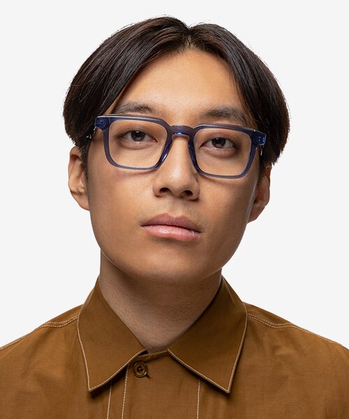 Beck Crystal Blue AcetateEyeglass Frames for Men from EyeBuyDirect
