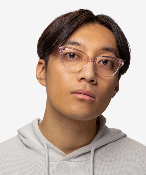 Layla Crystal Light Pink AcetateEyeglass Frames for Men from EyeBuyDirect