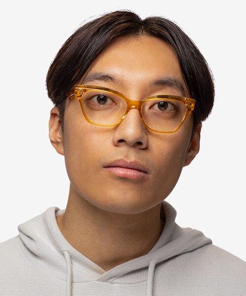 Layla Crystal Yellow AcetateEyeglass Frames for Men from EyeBuyDirect