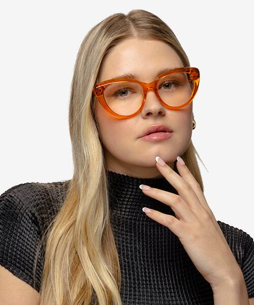 Crystal Orange Kitty -  Acetate Eyeglasses