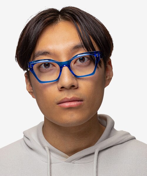 Elisa Crystal Blue AcetateEyeglass Frames for Men from EyeBuyDirect