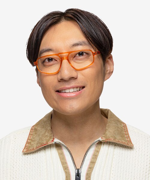 Meditate Crystal Orange AcetateEyeglass Frames for Men from EyeBuyDirect