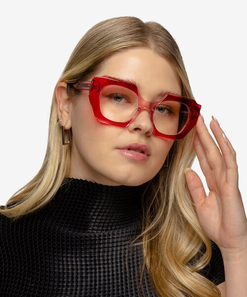 Intention Crystal Red Pink AcetateEyeglass Frames for Women from EyeBuyDirect