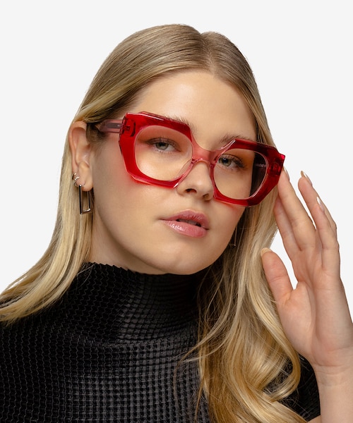 Intention Crystal Red Pink AcetateEyeglass Frames for Women from EyeBuyDirect
