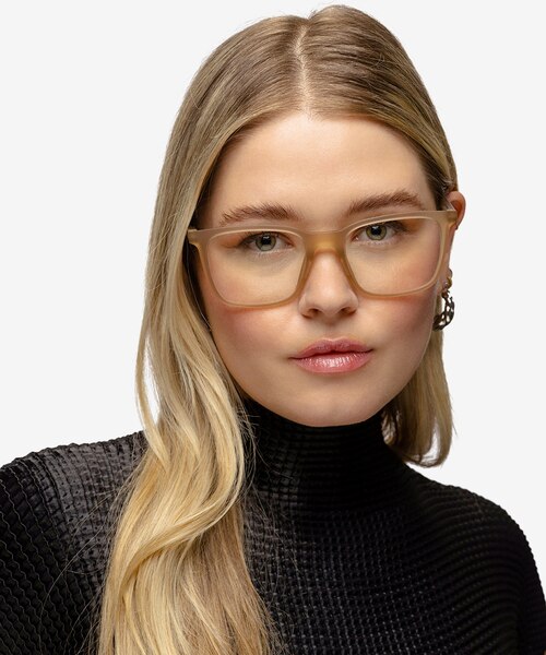 Accelerate Matte Crystal Brown PlasticEyeglass Frames for Women from EyeBuyDirect