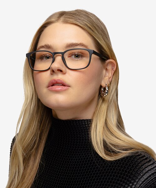 Attain Matte Black PlasticEyeglass Frames for Women from EyeBuyDirect