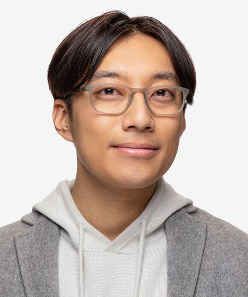 Attain Matte Crystal Gray PlasticEyeglass Frames for Men from EyeBuyDirect