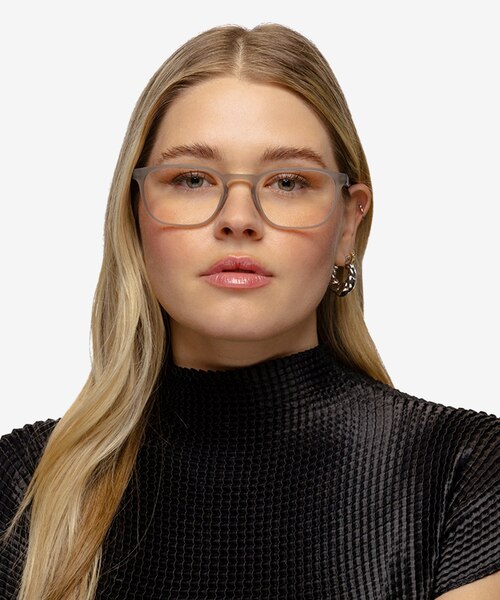 Attain Matte Crystal Gray PlasticEyeglass Frames for Women from EyeBuyDirect