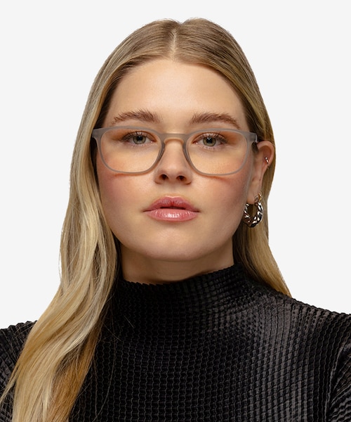 Attain Matte Crystal Gray PlasticEyeglass Frames for Women from EyeBuyDirect