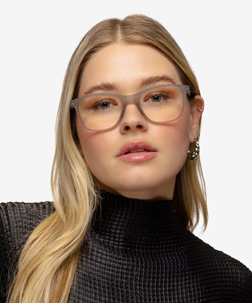 Upward Matte Crystal Gray PlasticEyeglass Frames for Women from EyeBuyDirect