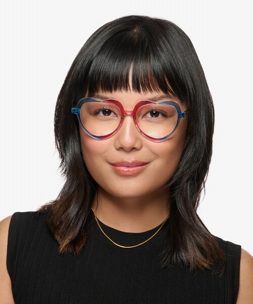 Rainbow Heart Blue Pink PlasticEyeglass Frames for Women from EyeBuyDirect