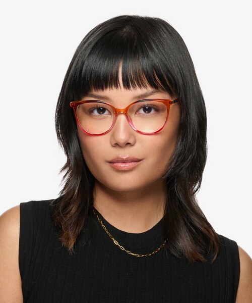 Positivity Orange Pink PlasticEyeglass Frames for Women from EyeBuyDirect