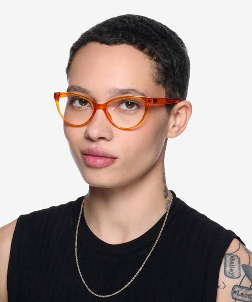 Clear Orange Lantana -  Plastic Eyeglasses