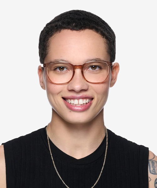 Aloe Clear Brown PlasticEyeglass Frames for Women from EyeBuyDirect