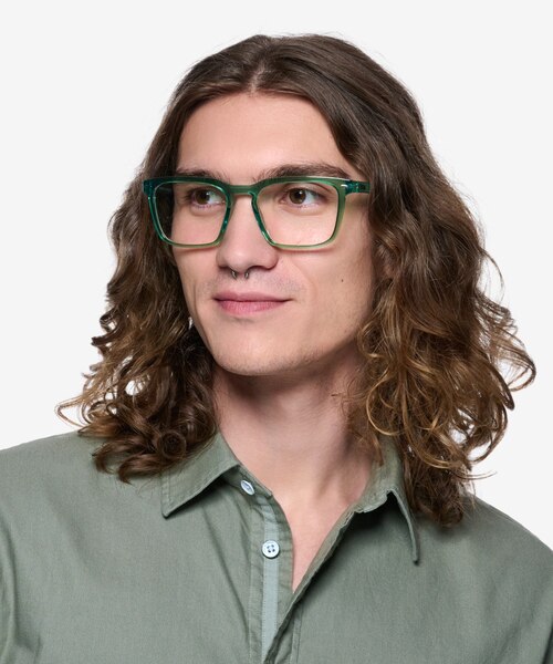 Cloudburst Clear Green PlasticEyeglass Frames for Men from EyeBuyDirect