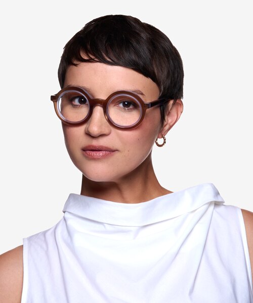 Ruckus Clear Brown AcetateEyeglass Frames for Women from EyeBuyDirect