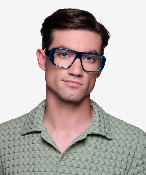 Risk Clear Blue AcetateEyeglass Frames for Men from EyeBuyDirect