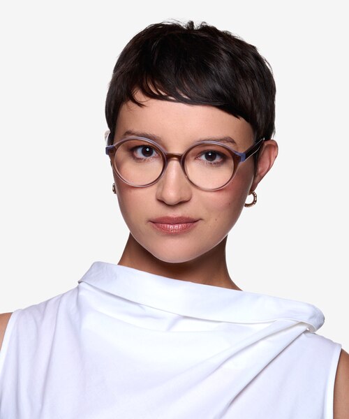 Vex Clear Brown Blue AcetateEyeglass Frames for Women from EyeBuyDirect