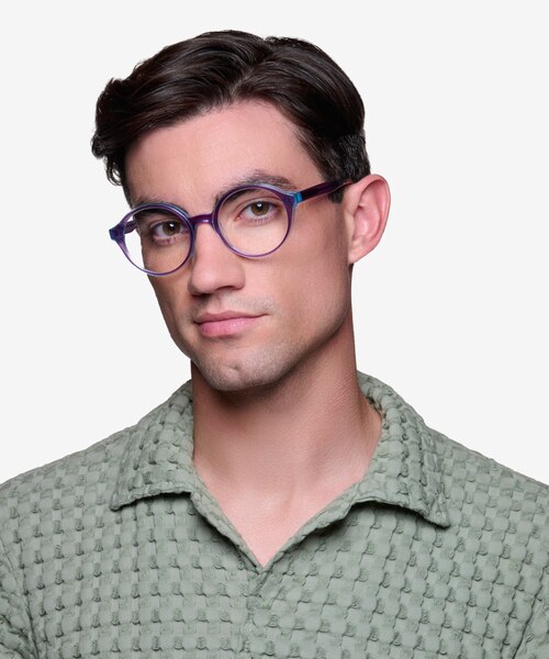 Vex Clear Purple Blue AcetateEyeglass Frames for Men from EyeBuyDirect
