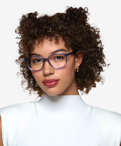 Hepburn Clear Blue AcetateEyeglass Frames for Women from EyeBuyDirect