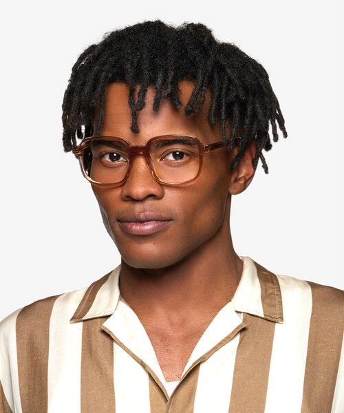 Gaston Clear Brown AcetateEyeglass Frames for Men from EyeBuyDirect