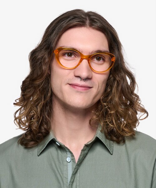 Sunburst Clear Orange PlasticEyeglass Frames for Men from EyeBuyDirect