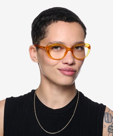 Clear Orange Sunburst -  Plastic Eyeglasses