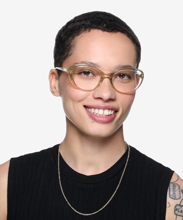 Clear Yellow Sunburst -  Plastic Eyeglasses