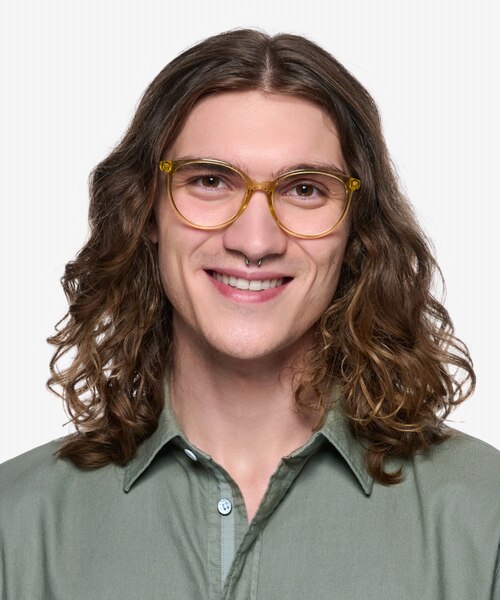 Moonglow Clear Yellow PlasticEyeglass Frames for Men from EyeBuyDirect