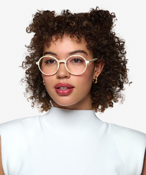 Amaranth Marble White AcetateEyeglass Frames for Women from EyeBuyDirect