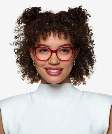 Clear Red Everly -  Plastic Eyeglasses