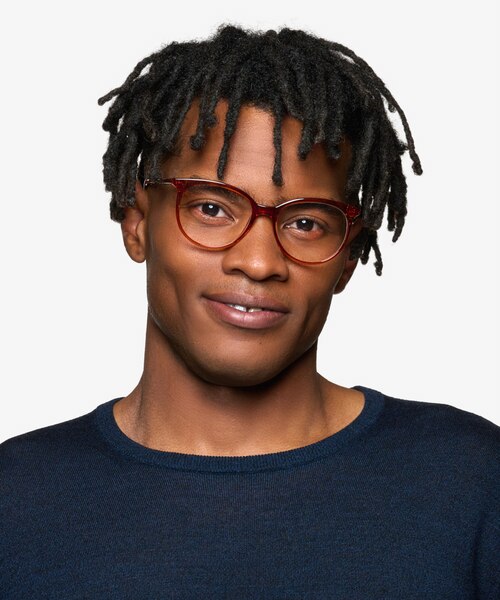 Everly Clear Orange PlasticEyeglass Frames for Men from EyeBuyDirect